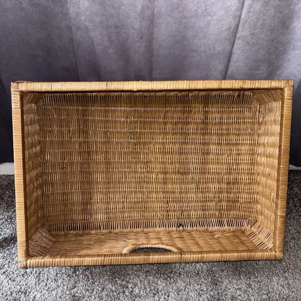 Vintage French Woven Wicker Rattan Basket   22